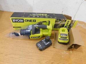 lot 63 image: RYOBI ONE 18V Cordless Multi-Surface Handheld Vacuum Kit with 2.0 Ah Battery and Charger