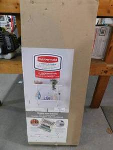 lot 54 image: Rubbermaid White Premium Wood Shelving Kit, 2 Shelves 14 in. D x 32 in. L