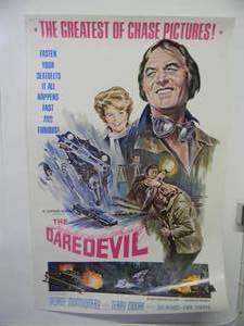 lot 7 image: VINTAGE ORIGINAL 1972 THE DAREDEVIL MOVIE THEATRE ADVERTISING POSTER #72 of 127 MADE - RARE - FANTASTIC ORIGINAL PIECE - APPROX 40 By 60 - SEE PICTURES