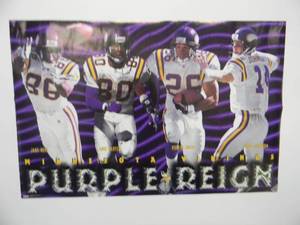lot 20 image: ORIGINAL 1998 PURPLE REIGHN RARE - MINNESOTA VIKINGS - COSTACOS SPORTS - GREAT ORIGINAL PIECE - APPROX 35 By 23 - SEE PICTURES