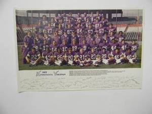 lot 25 image: VINTAGE ORIGINAL LARGE 1977 MINNESOTA VIKINGS TEAM PHOTO ADVERTISING POSTER - RARE - FANTASTIC ORIGINAL PIECE - APPROX 35 By 23 - SEE PICTURES