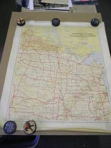 lot 34 image: (3) Original Vintage 1930 Dept. of the Interior Canada Automobile Roads BETWEEN CANADA & UNITED STATES MAPS - VERY RARE FANTASTIC PIECES - APPROX 31 By 36 - SEE PICTURES