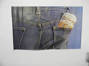 lot 36 image: (2) RARE Original Vintage OLYMPIA BEER  LEE JEANS ADVERTISING POSTERS - GREAT PIECES - APPROX 37 By 23 - SEE PICTURES