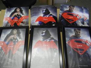 lot 40 image: (3) NEW OLD STOCK POSTERS WITH EASY CHANGE METAL FRAMES - BATMAN v SUPERMAN 3 PIECE SET WITH 21 EXTRA POSTERS  -  APPROX 13 By 19 WFRAMES - POSTERS APPROX 11.5 By 17- FANTASTIC SET - SEE PICTURES