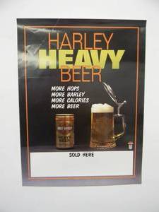 lot 44 image: (4) Original NEW OLD STOCK HARLEY HEAVY BEER HARLEY-DAVIDSON BAR ADVERTISING POSTERS - GREAT OLD SCHOOL PIECES - APPROX 18 By 24 - SEE PICTURES