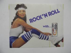 lot 56 image: VINTAGE RARE Original ROCK N ROLL WITH COLT 45 BEER ADVERTISING POSTER - GREAT PIECE - APPROX 20 By 16 - SEE PICTURES