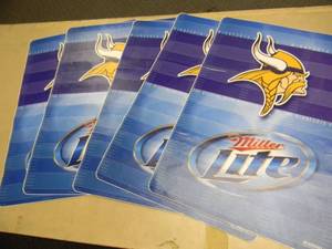 lot 60 image: (5) NEW OLD STOCK - MINNESOTA VIKING  MILLET LITE WALL  DOOR  FLOOR PEEL AND STICK CLINGS - GREAT PIECES - NFL - APPROX 17 By 24 - SEE PICTURES