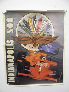 lot 62 image: ORIGINAL VINTAGE 1970 INDIANAPOLIS MOTOR SPEEDWAY ADVERTISING RACE SIGN POSTER - ABSOLUTELY FANTASTIC PIECE - APPROX 23 By 28 - SEE PICTURES
