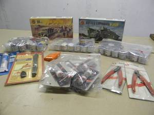 lot 70 image: NEW OLD STOCK (74) HUMBROL PAINTS - 12 VARIOUS SIZE HOBBY KNIFE BLADES - 2 MODELS AND VARIOS TOOLS - GREAT PIECES - SEE PICTURES