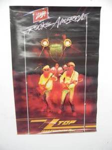 lot 72 image: VINTAGE 1983 ORIGINAL ZZ TOP ELIMINATOR TOUR SCHLITZ ROCKS AMERICA ADVERTISING POSTER - GREAT PIECE - APPROX 20 By 30 - SEE PICTURES