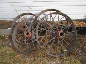 Set of 4 vintage metal wagon wheels...