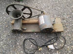 Vintage meat grinder with motor att...