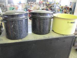 Enamelware canning stock pots...