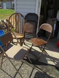(4) metal folding chairs plus wood ...