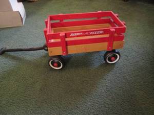 Doll size Wood Radio Flyer wagon...