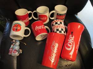 Variety of Coca-Cola cups,mugs...