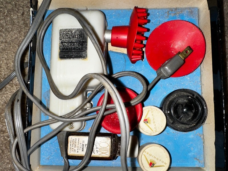 lot 111 image: Sears Vibrating Massage and Shaving Memorabilia.