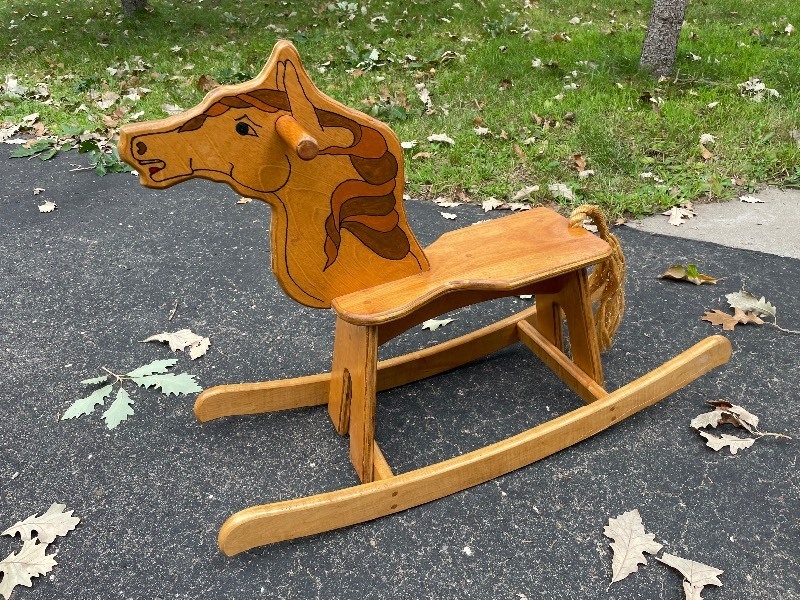 lot 901 image: Vintage Wood Rocking Horse
