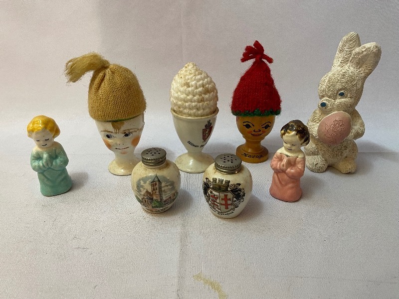 lot 755 image: Assortment Of VintageAntique Items, Including Egg Cups And Salt Shakers