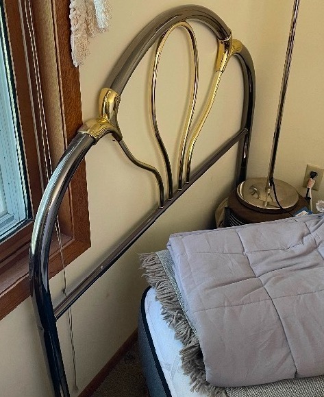 lot 287 image: Full Metal BrassChrome Headboard, MCM.