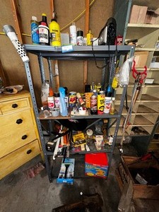 lot 1021 image: Shelf and Entire Contents of Misc Garage Items