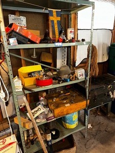 lot 1011 image: Metal Shelf and all Contents of Garage Items