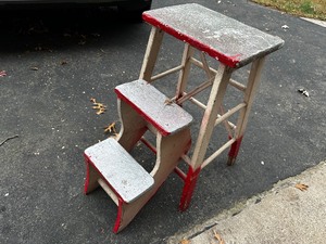lot 905 image: Vintage Fold Out Step Stool Pland Stand Estimated Value $175-500