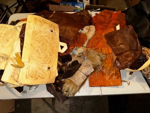 lot 990 image: Bin of Leather and Fur Remnants