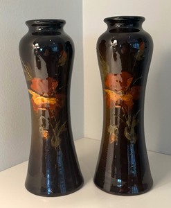 lot 23 image: Pair of Antique Art Nouveau Roseville Pottery Vases