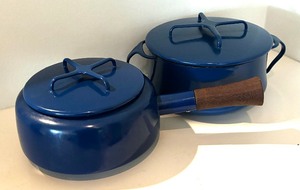 lot 17 image: Vintage Enameled Cooking Pots with Lids