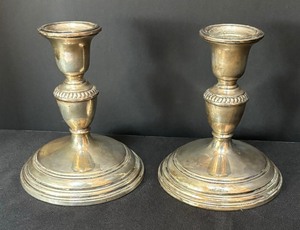 lot 52 image: Pair of Vintage Silver Plated Candle Holders