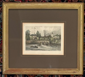 lot 192 image: Twickenham Ait Middlesex Vintage Etching with Gold Frame