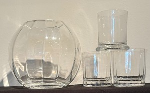lot 188 image: Grouping of Glassware  Beautiful Round Vase and 3 Glasses