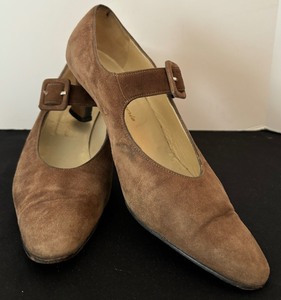 lot 149 image: Lovely Robert Clorgerie Brown Suede Medium Heels with Buckle