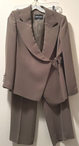 lot 108 image: Giorgio Armani Two Piece Taupe Suit  Blazer and Slacks