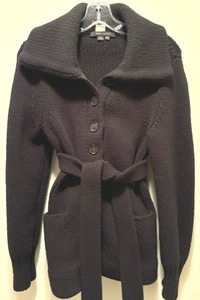 lot 68 image: Marc Jacobs Navy Heavy Button Down Belted Sweater