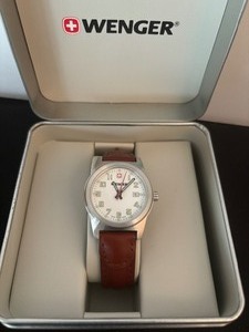 lot 90 image: Wenger Womens Watch Swiss Knife Company with Brown Leather Straps