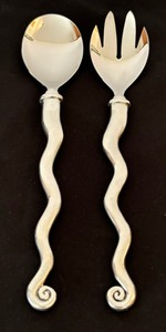 lot 40 image: Carrol Boyes Pewter Serving Spoon and Fork