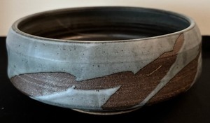 lot 33 image: Vintage Charles Halling Blue and Brown Pottery Bowl