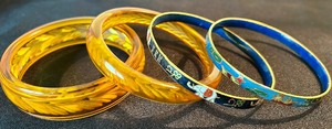 lot 125 image: Four Bracelets including Two Cloisonne Vintage Bangles