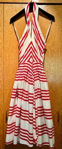 lot 133 image: Gorgeous Custom Made Vintage Red and White Dress by Victor Costa