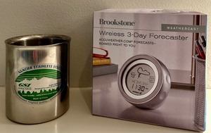 lot 177 image: New Glacier Stainless Steel Mug and New Brookstone Wireless Weather Forecaster