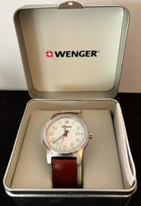 lot 142 image: Wenger Womens Watch Swiss Knife Company with Brown Leather Straps