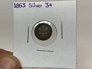 lot 16 image: 1853 Silver 3 Cent Piece