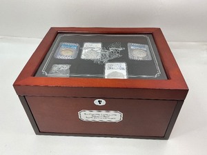 lot 88 image: 4x Certified Silver Eagles in a Cherrywood Display