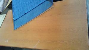 lot 36 image: Wood Table with Glass and More.