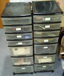 lot 789 image: Rolling Mini Tower Organizers (2) with Contents.