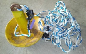 lot 91 image: Roloff Boat Anchor, Kaukauna Wis. Yellow