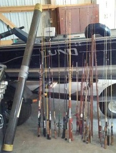 lot 57 image: Assorted Fishing Rods With Rod Carrier