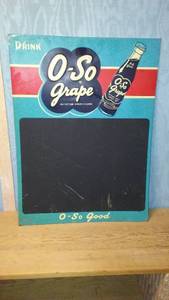 lot 116 image: Vintage O-So Grape Soda Advertising Sign with Chalkboard Area
